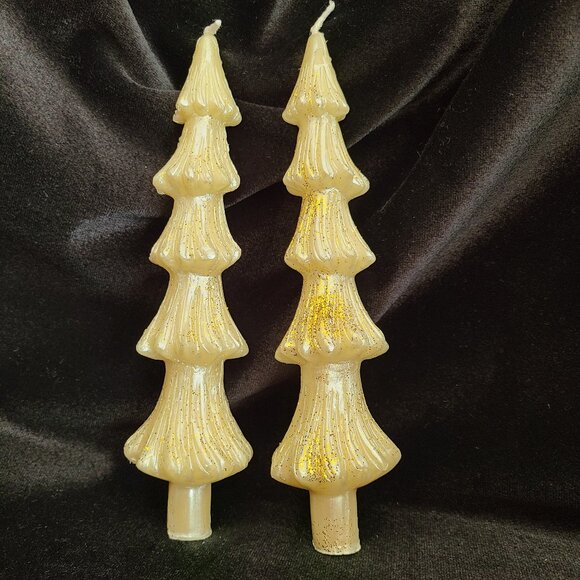 MacKenzie-Childs Tree Dinner Candles - 8" - Ivory - Set of 2 - Picture 1 of 3